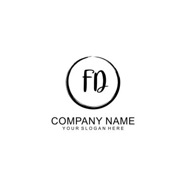 Çember ve Tüy Elementleri ile El Yazısıyla FD İlk Logosu