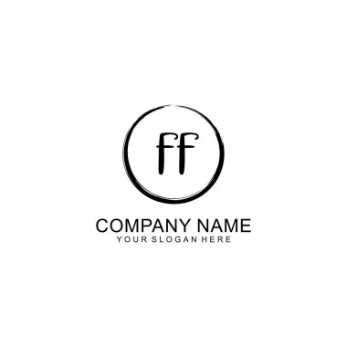 Çember ve Tüy Elementleri ile el yazısıyla yazılmış FF İlk Logo