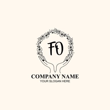 Çiçek El Yazısı Doğa ve El Elementleri ile Baş Logo Fo