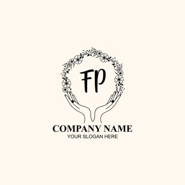 Çiçek El Yazısı Doğa ve El Elementleri ile Baş Logosu