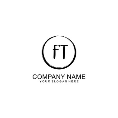 Çember ve Tüy Elementleri ile El Yazısıyla FT İlk Logosu