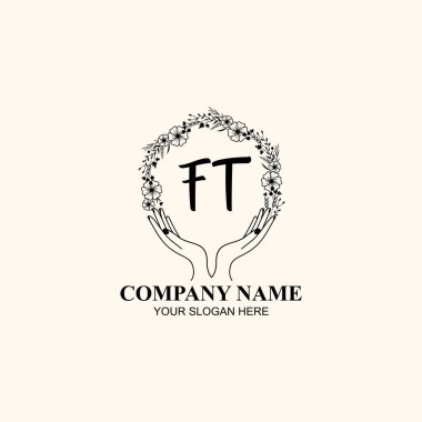 Çiçek El Yazısı Doğa ve El Elementleri ile İlk Logo FT