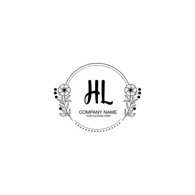 Minimalist El Çizimi HL Çiçek ve El Elementleri ile İlk Logo