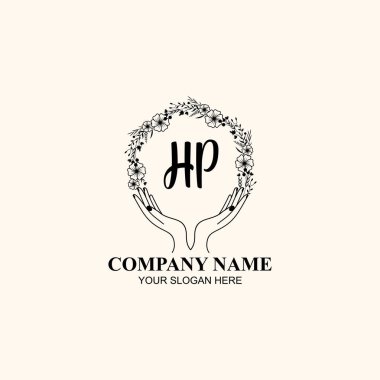 Çiçek El Yazısı Doğa ve El Elementleri ile Baş Logo HP