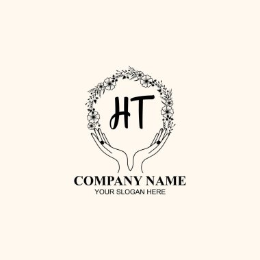 Çiçek El Yazısı Doğa ve El Elementleriyle İlk Logo HT