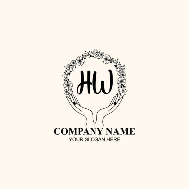 Çiçek El Yazısı Doğa ve El Elementleri ile İlk Logo HW