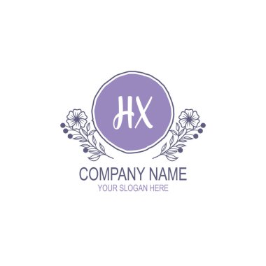 Minimalist El Çizimi HX Çiçek ve El Elementleri ile İlk Logo