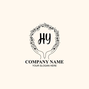 Çiçek El Yazısı Doğa ve El Elementleriyle İlk Logo HY