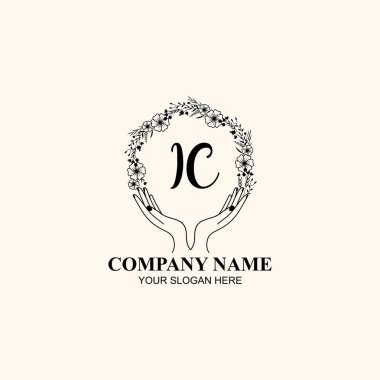 Çiçek El Yazısı Doğa ve El Elementleri ile İlk Logo IC
