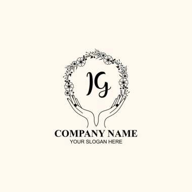 Çiçek El Yazısı Doğa ve El Elementleri ile Baş Logosu IG