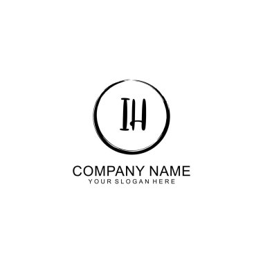 Çember ve Tüy Elementleri ile El Yazması IH İlk Logo