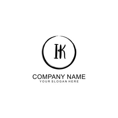 Çember ve Tüy Elementleri ile El Yazısıyla IK İlk Logosu