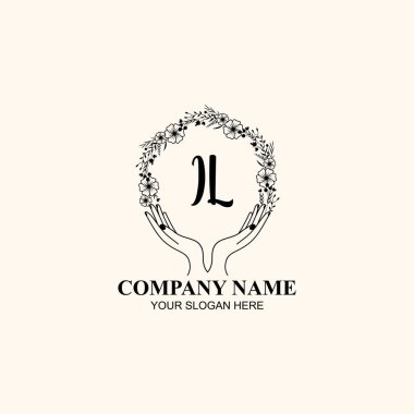 Çiçek El Yazısı Doğa ve El Elementleri ile İlk Logo IL