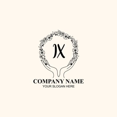 Çiçek El Yazısı Doğa ve El Elementleri ile İlk Logo IX