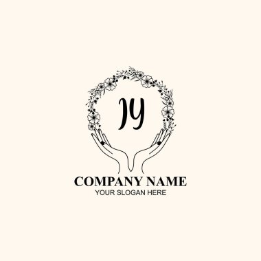 Çiçek El Yazısı Doğa ve El Elementleri ile İlk Logo IY