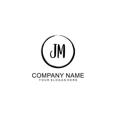 Çember ve Tüy Elementleri ile El Yazısıyla JM İlk Logosu