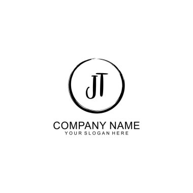 Çember ve Tüy Elementleri ile El Yazısıyla JT İlk Logosu