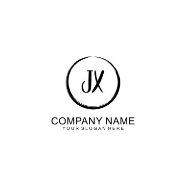 Çember ve Tüy Elementleri ile El Yazısıyla JX İlk Logosu