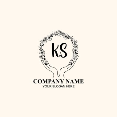 Çiçek El Yazısı Doğa ve El Elementleri ile İlk Logo KS