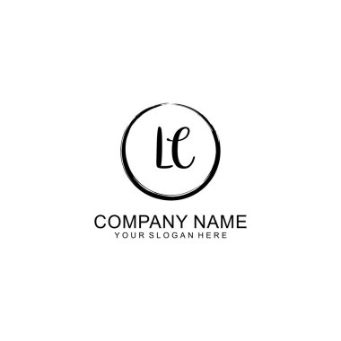 Çember ve Tüy Elementleri ile El Yazısıyla LC İlk Logosu