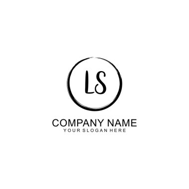 Çember ve Tüy Elementleri ile el yazısıyla yazılmış LS İlk Logosu