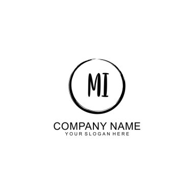 Çember ve Tüy Elementleri ile El Yazısı MI İlk Logo