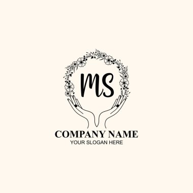 Çiçek El Yazısı Doğa ve El Elementleri ile MS Baş Logosu