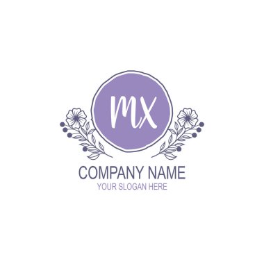 Minimalist El Çizimi MX Çiçek ve El Elementleri ile İlk Logo