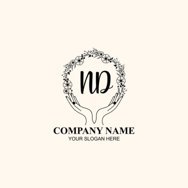 Çiçek El Yazısı ND Baş Logosu Doğa ve El Elementleri