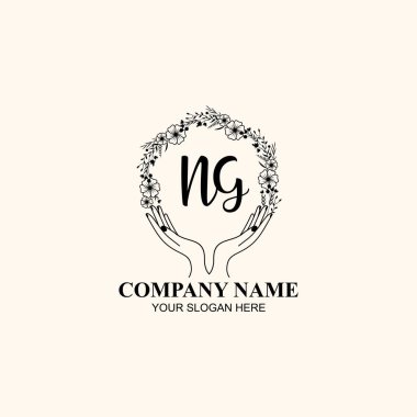 Çiçek El Yazısı NG Baş Logosu Doğa ve El Elementleri