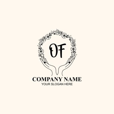 Çiçek El Yazısı Doğa ve El Elementlerinin Baş Logosu