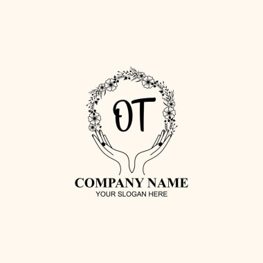 Çiçek El Yazısı Doğa ve El Elementleri ile Baş Logosu