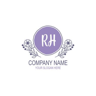 Minimalist El Çizimi RH Çiçek ve El Elementleri ile İlk Logo