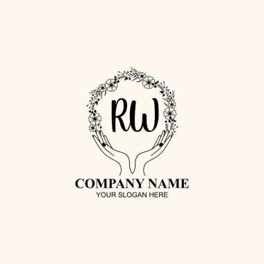 Çiçek El Yazısı Doğa ve El Elementleri ile İlk Logo RW