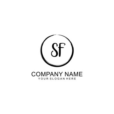 Çember ve Tüy Elementleri ile el yazısıyla yazılmış SF İlk Logosu