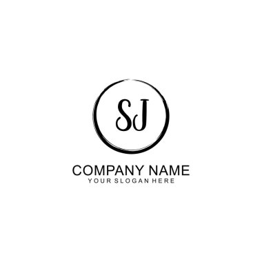 Çember ve Tüy Elementleri ile El Yazısıyla SJ İlk Logosu