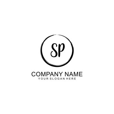 Çember ve Tüy Elementleri ile El Yazısıyla SP İlk Logosu