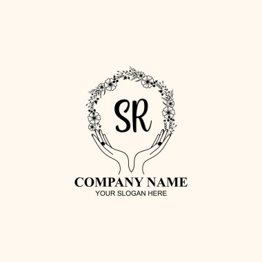 Çiçek El Yazısı Doğa ve El Elementleri ile İlk Logo SR