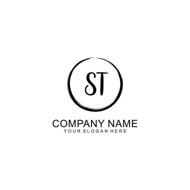 Çember ve Tüy Elementleri ile El Yazısı ST İlk Logosu