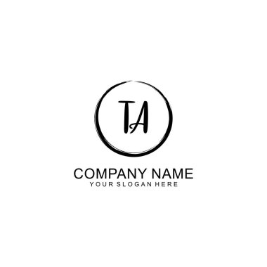 Çember ve Tüy Elementleri ile El Yazması TA İlk Logo