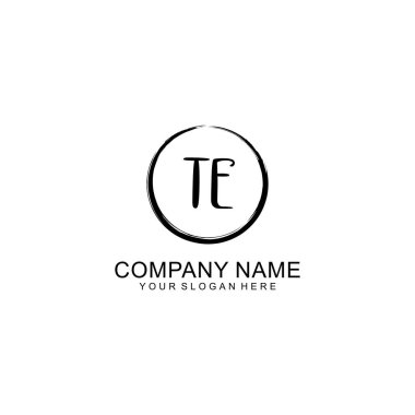 Çember ve Tüy Elementleri ile el yazısıyla TE İlk Logosu