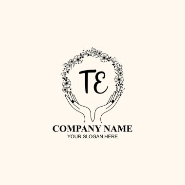 Çiçek El Yazısı Doğa ve El Elementleri ile Başlangıç Logosu TE