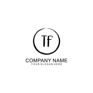 Çember ve Tüy Elementleri ile El Yazısıyla TF İlk Logosu