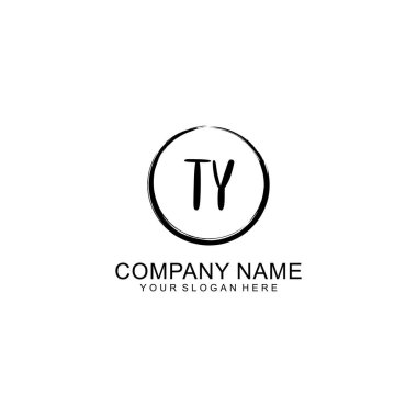 Çember ve Tüy Elementleri ile El Yazması TY İlk Logosu