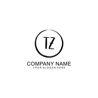 Çember ve Tüy Elementleri ile El Yazısıyla TZ İlk Logosu