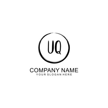 Çember ve Tüy Elementleri ile El Yazısıyla UQ İlk Logosu