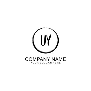 Çember ve Tüy Elementleri ile El Yazısıyla UY İlk Logosu