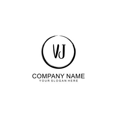 Çember ve Tüylü El Yazısıyla VJ İlk Logosu