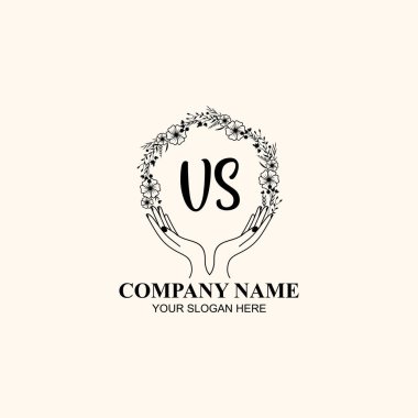 Çiçek El Yazısı Doğa ve El Elementleri Baş Logosu