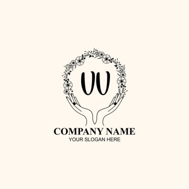 Çiçek El Yazısı Doğa ve El Elementleri ile İlk Logo VV